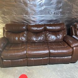 Brown Leather Sofa And Chair