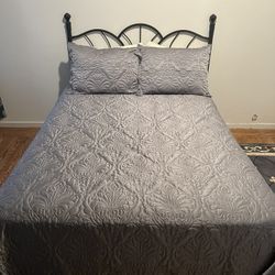 Full Size Bed With Black Metal Headboard  With The Works! 