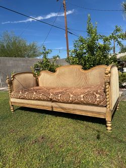 Vintage French Style Carved Wood Daybed Sofa