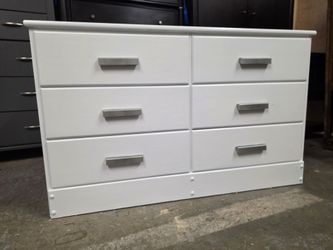 Modern White Wood 6 Drawer Dresser