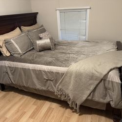 Queen Size Bed With Mattress and 2 Dressers