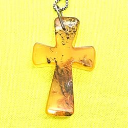 Antique Sterling Amber Cross Necklace