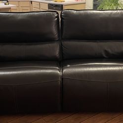 Leather Triple Power Reclining Sofa 