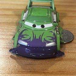 DISNEY PIXAR CARS WINGO - GREEN DIECAST WITH PURPLE FLAMES! EXCELLENT CONDITION