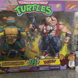 TMNT Retro 2-Pack Michelangelo vs Bebop Playmates 2021 Nickelodeon NEW Sealed