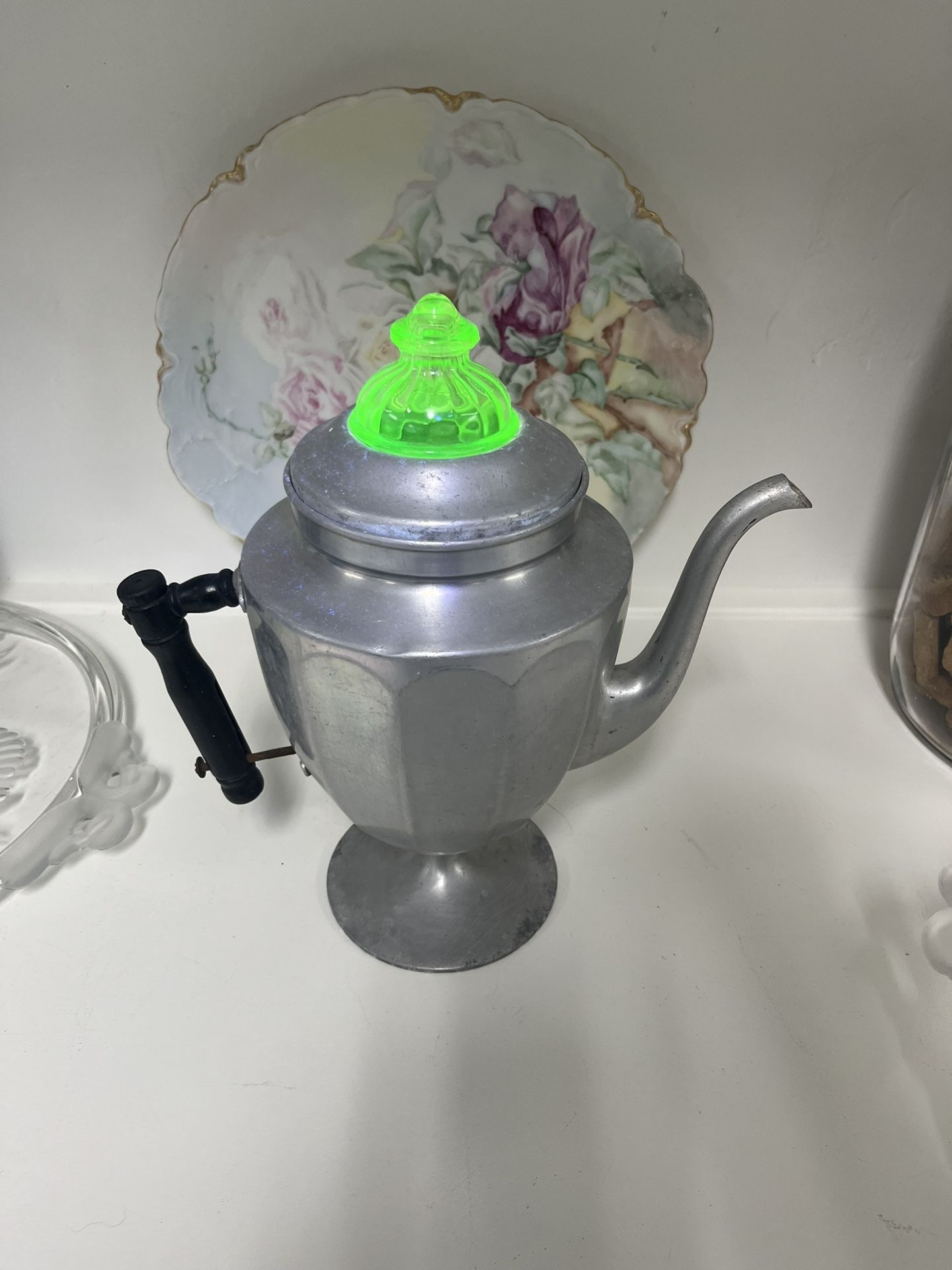 Rare Antique uranium Glass coffee pot