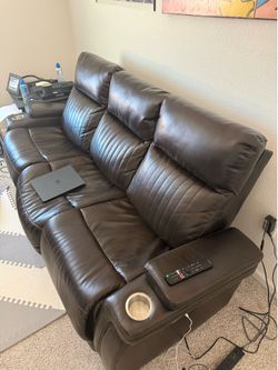 Ashley Furniture Leather Recliner Sofa - Electric