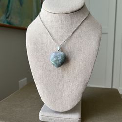 Ocean Jasper Heart Pendant Necklace ( firm on price )