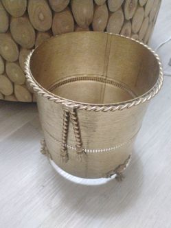 Hollywood Regency Rope and Tassel Wastebasket with Claw Feet