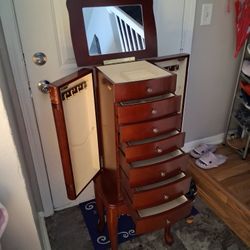 Tall Jewelry Cabinet Wooden Jewelry Armoire 