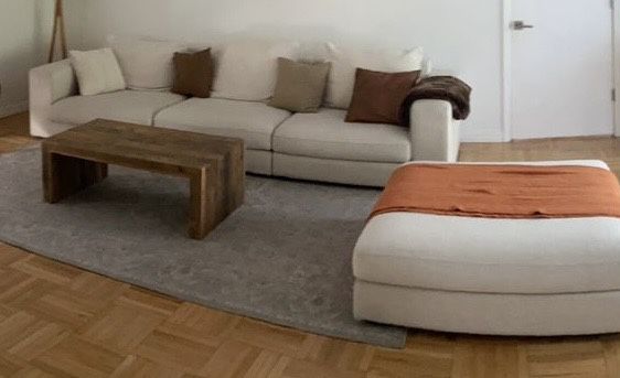 Modani Braxton Beige 10ft sofa 3 Piece With Ottoman