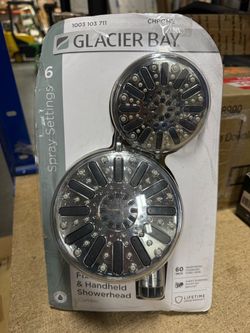 Glacier Bay 6-Spray 5 in. Dual Wall Mount Fixed and Handheld Shower Head 1.8 GPM in Chrome
