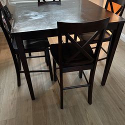 Counter Height Dining Set for 4 | X - Back Stools