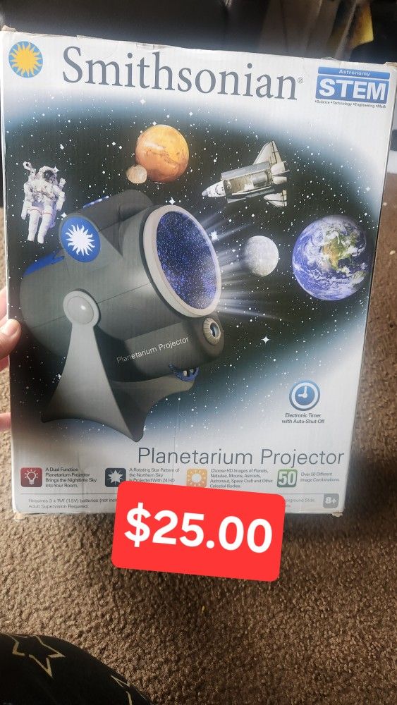 Smithsonian Planetarium Projector. Brand new $25.00. My son got two of these for Christmas. Brand new never opened.
Pick up only long beach bixby kn