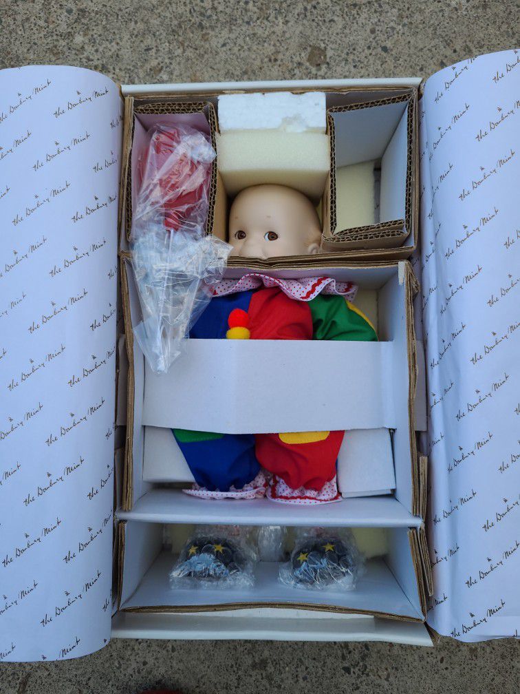 Kewpie Clown Baby Doll Danbury Mint Bringing You Laughter Porcelain Vintage 12 "