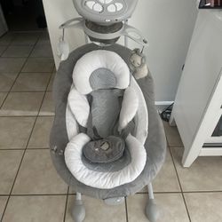 Ingenuity InLighten Baby Swing - Cool Mesh Fabric, Vibrations, Swivel Infant Seat, Nature Sounds, Light Up Motorized Mobile - Braden