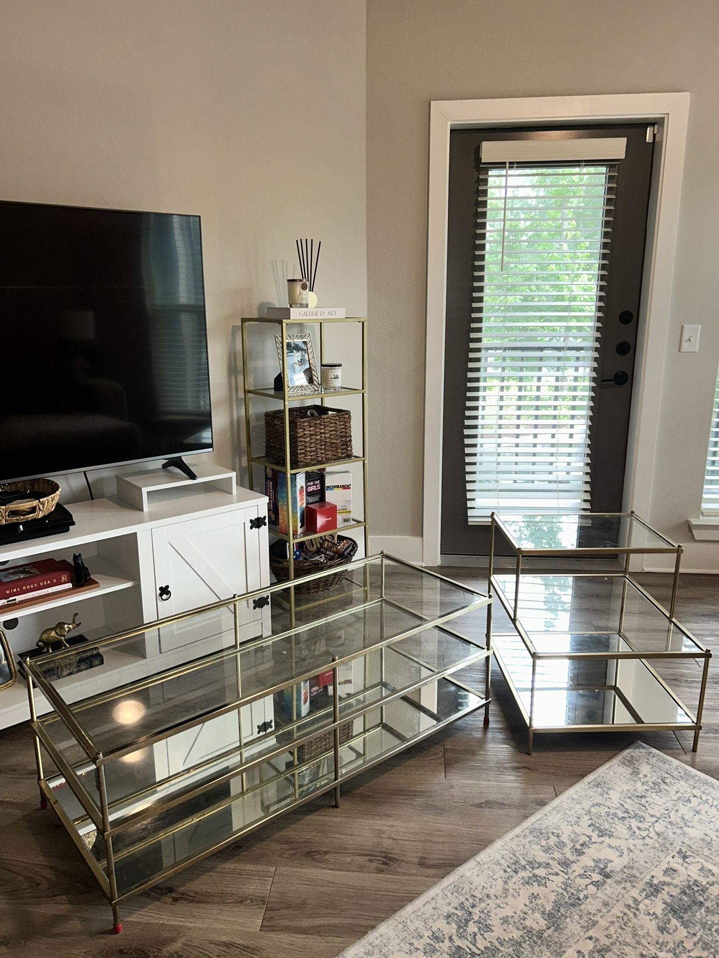Gold & Glass Coffee and Side Tables