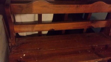 Nice wooden bench and 2 chairs