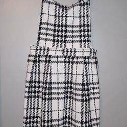 Girls Black And White Plaid Overall Dress Size Sm