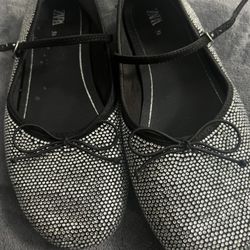 Girls  Silver Jewel Zara Flats 