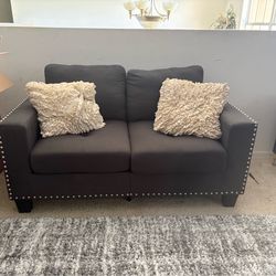 Attwell Gray sofas with nightstand