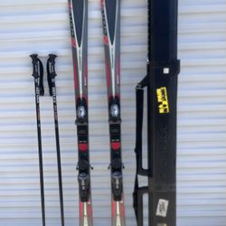 Snow Skis, Ski Poles, Travel Case