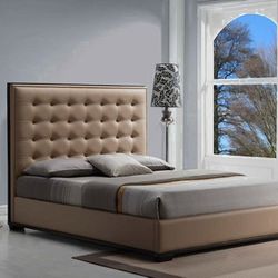 Calking Bed Frame Brown Leatherette