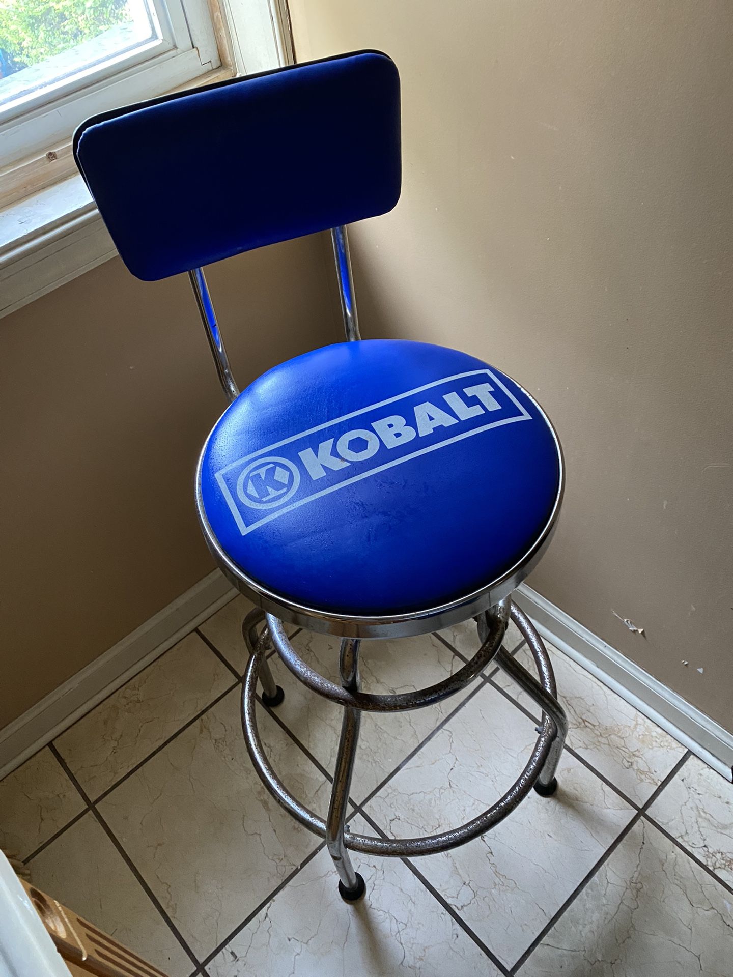 Kobalt Retro Bar Stool - Blue And Chrome
