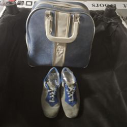 RARE VINTAGE "Blue Marble" AMF Bowling Set (Ball 14lb, Stebco Bag, Blue Shoes Size 7) - Retro 70s/80s Look!