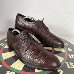 Vintage Allen Edmonds Shark Skin Concord Brown Wingtip Dress Shoes Men 11A