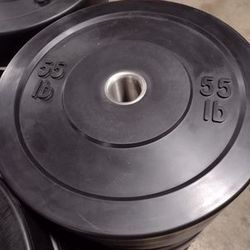 Pair Of 55 lbs Standard Olympic Bumper Plates 2"inch Diameter, Brand New!