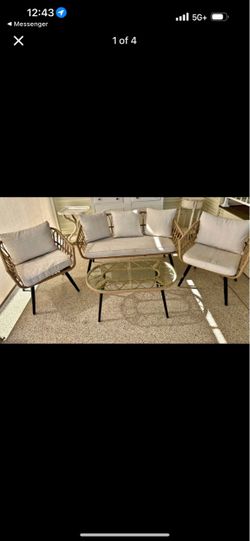 4-Piece Rattan Patio Furniture Set