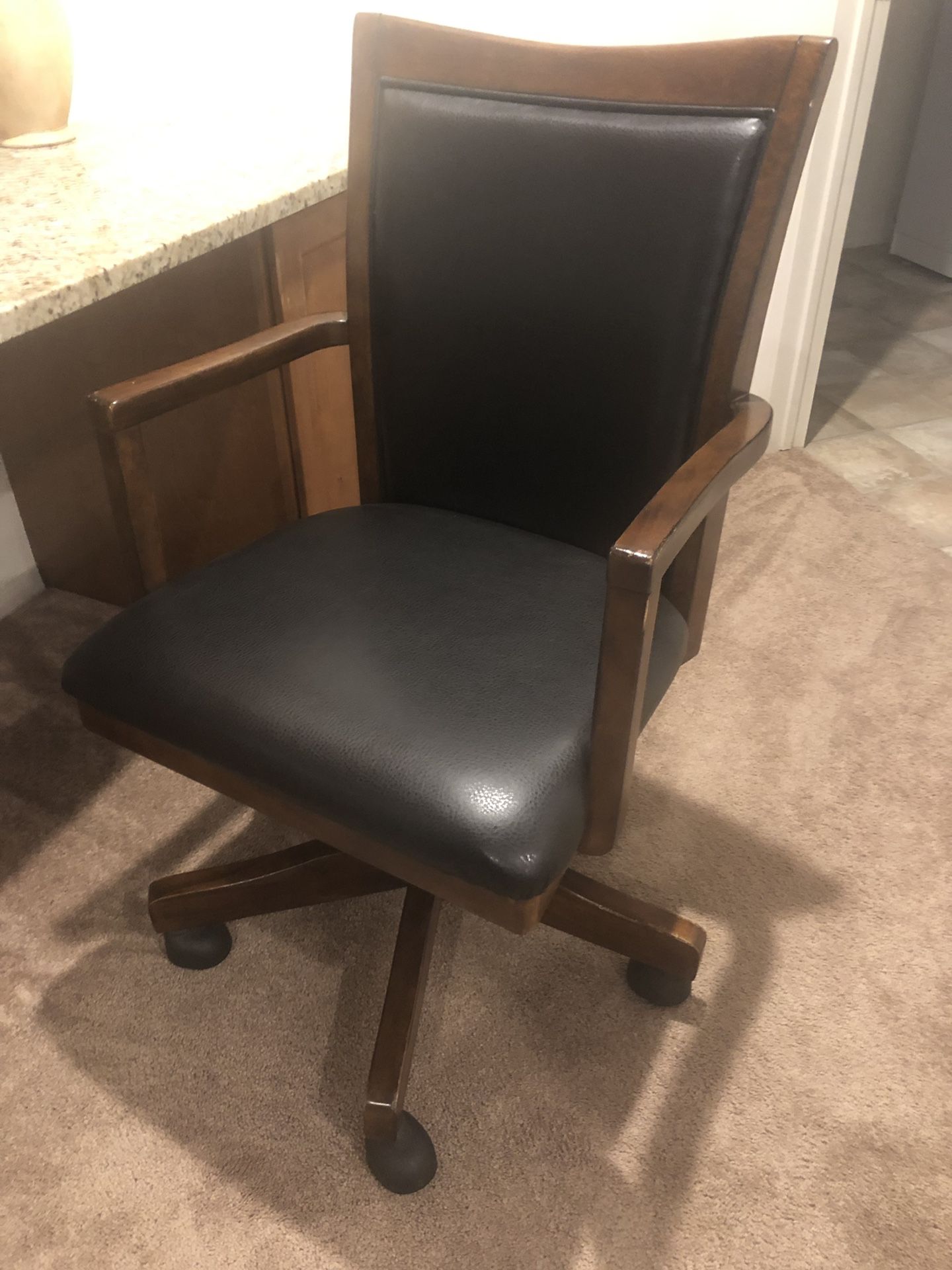 Leather & Wood Desk Chair