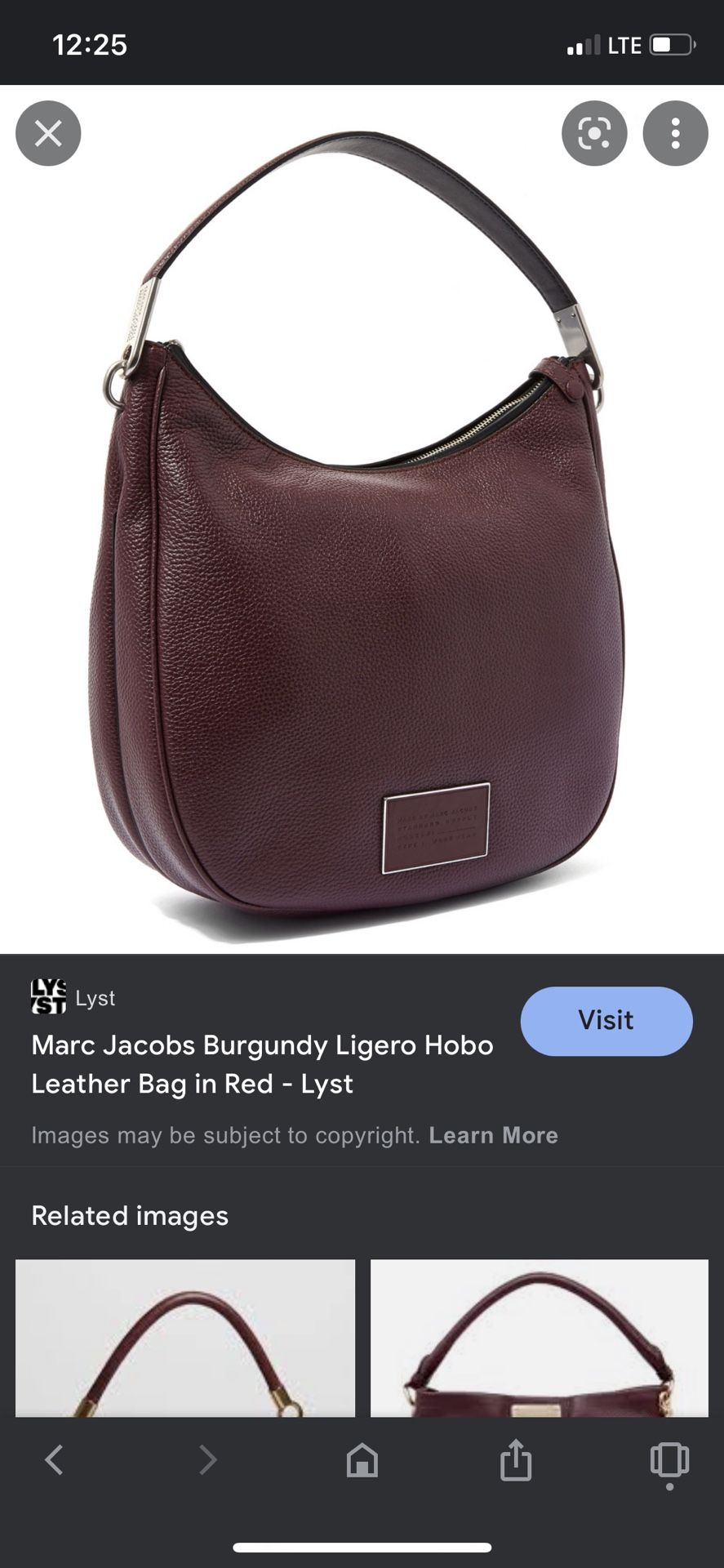 Marc Jacobs Women's Red Burgundy Ligero Hobo Leather Bag