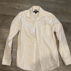 Pronto uomo Men’s White Dress Shirt - Classic Long Sleeve 16 34/35