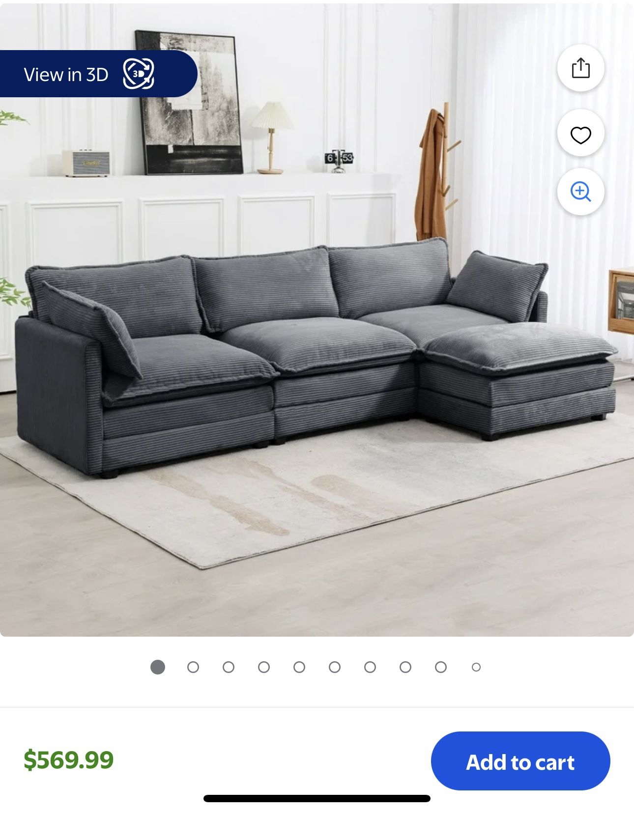 Gray sectional with ottoman & Accent Chair With Ottoman