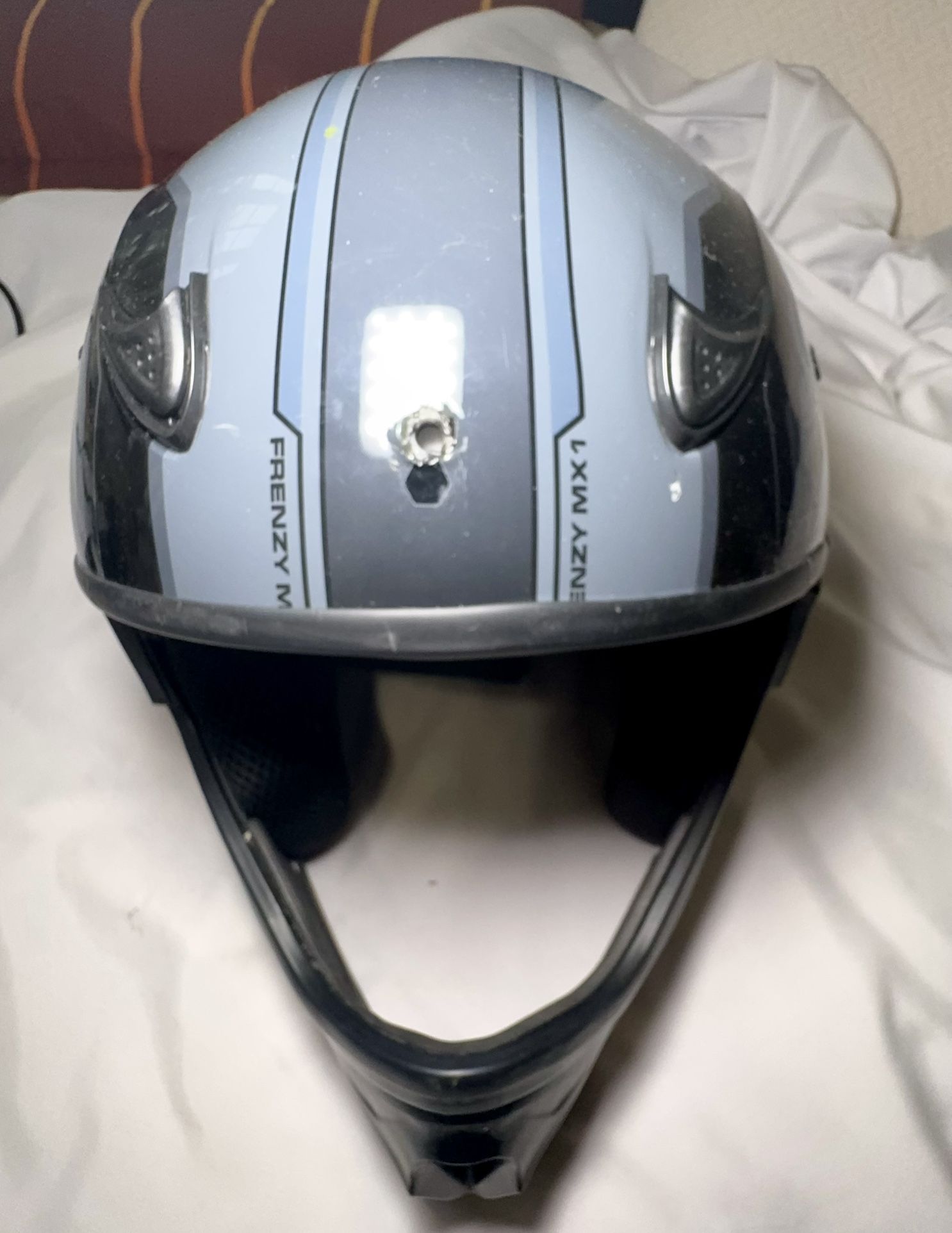 Frenzy MX1 Full Face Motorcycle Helmet Size L 59 60 Damaged Vent Area As Is