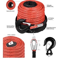 3/8” X 92 Ft Synthetic Winch Rope