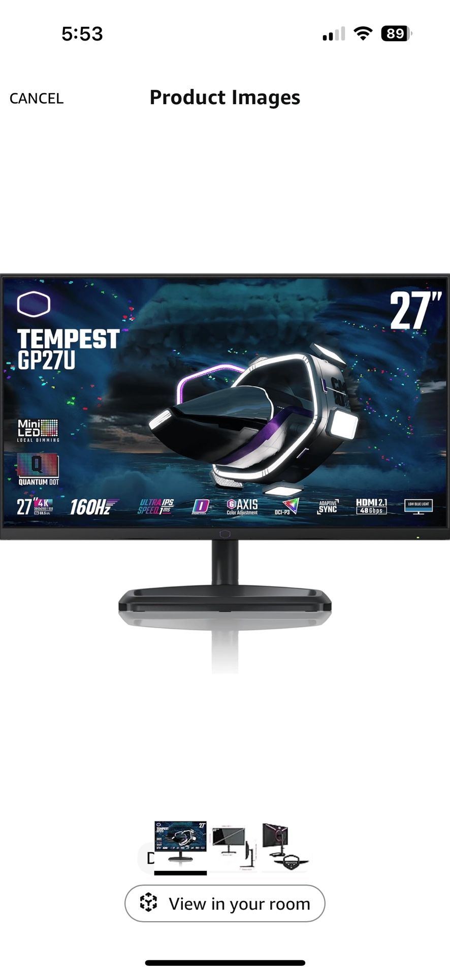 Cooler Master Tempest GP27U 4k Gaming Monitor