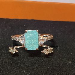 Blue Jasper And Cz Ring