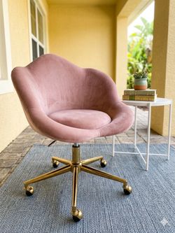 MOVING SALE! Brand NEW Pink Velvet Swivel Petal Office/Vanity Chair