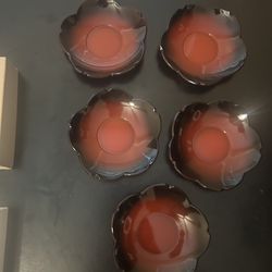 Japanese Hinode “Sakura” Lacquer-Style Dishes – Set of 5