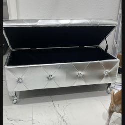 Silver Storage Ottoman