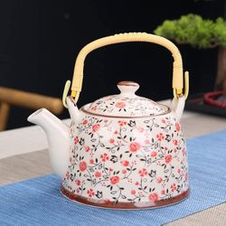 NEW Roses Porcelain Teapot with Bamboo Handle