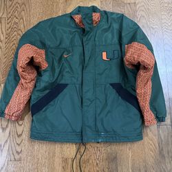 Vintage Nike University Of Miami Hurricanes Jacket Coat Size XL