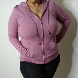 HOODIE JERSEY (PLUS SIZE XL, 1XL, 2XL) GREY & PINK MAUVE STYLE# 14