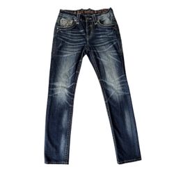 Rock Revival men's medium wash straight leg blue denim jeans size 30
