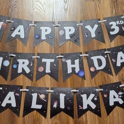 Space Theme Birthday Banner