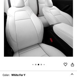 Full Set Seat Covers Compatible for Tesla Model Y 2020-2024 Model 3 2020-2023 Leather Car Seat Cover Seat Cushion Protector Replacement(White for Y)