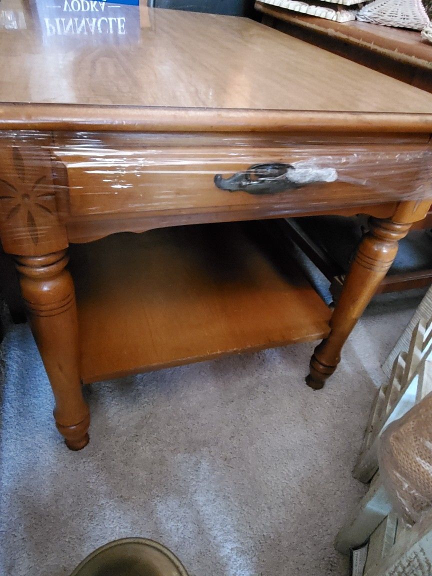 Side Table/ Solid Wood/ Vintage